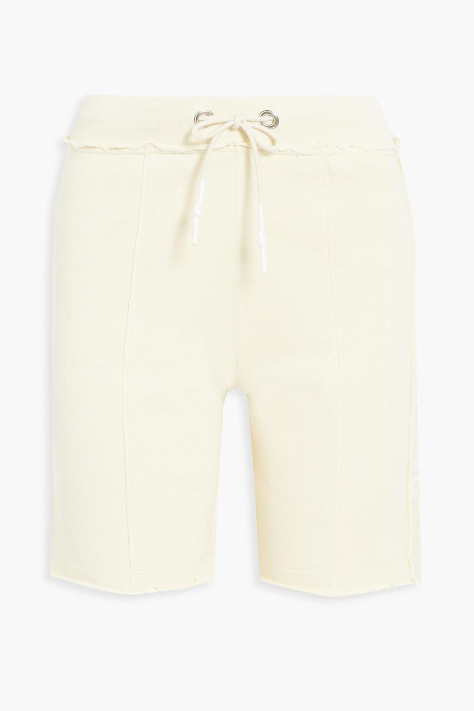 Frayed printed French cotton-terry shorts