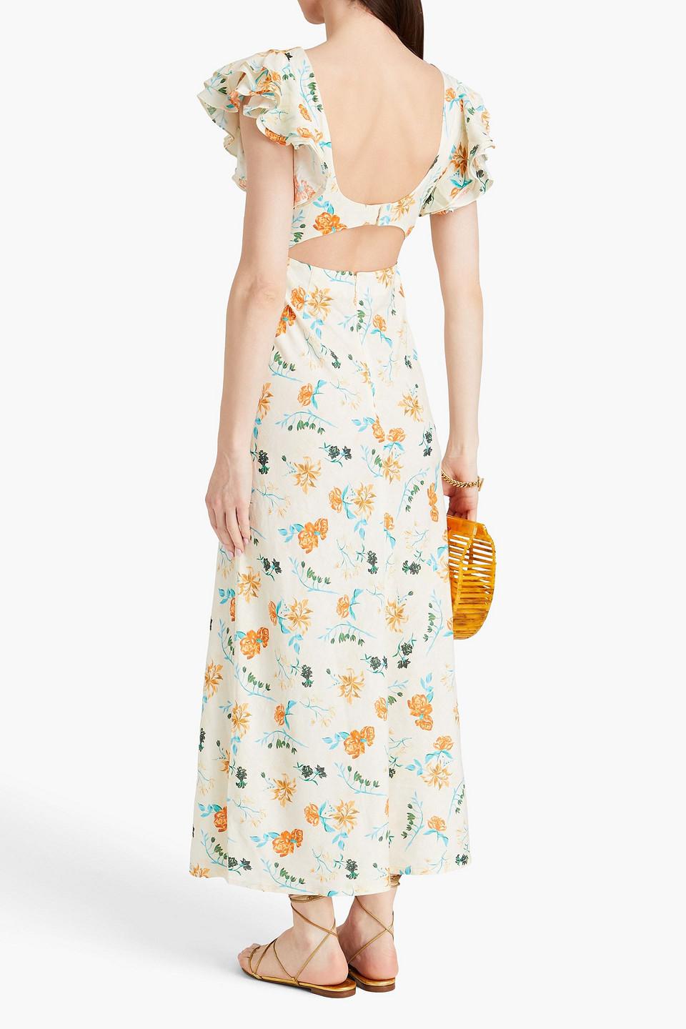 The Renata cutout floral-print linen-blend maxi dress