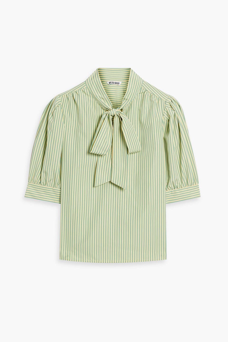 Shea pussy-bow striped poplin top