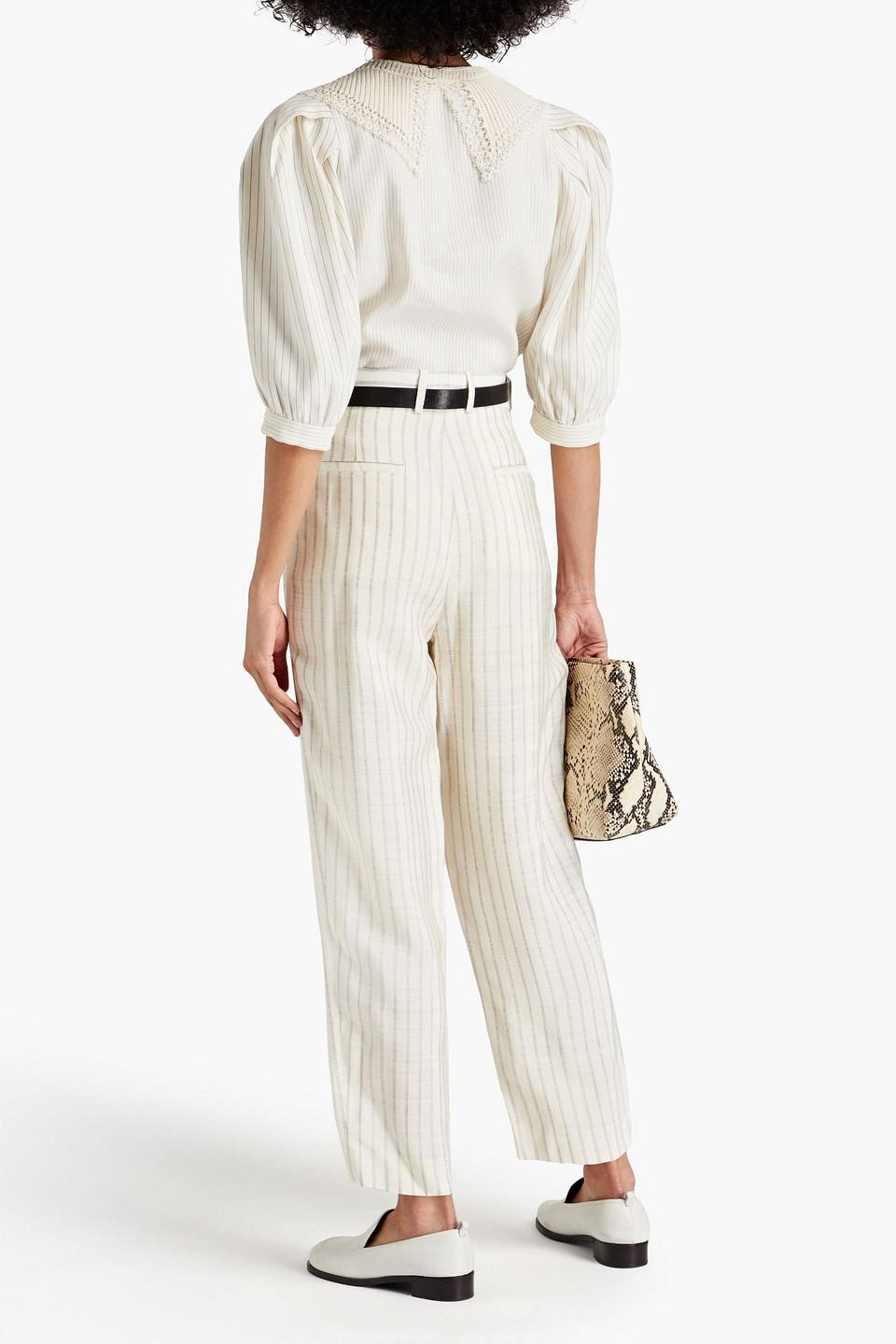 Pinstriped woven tapered pants