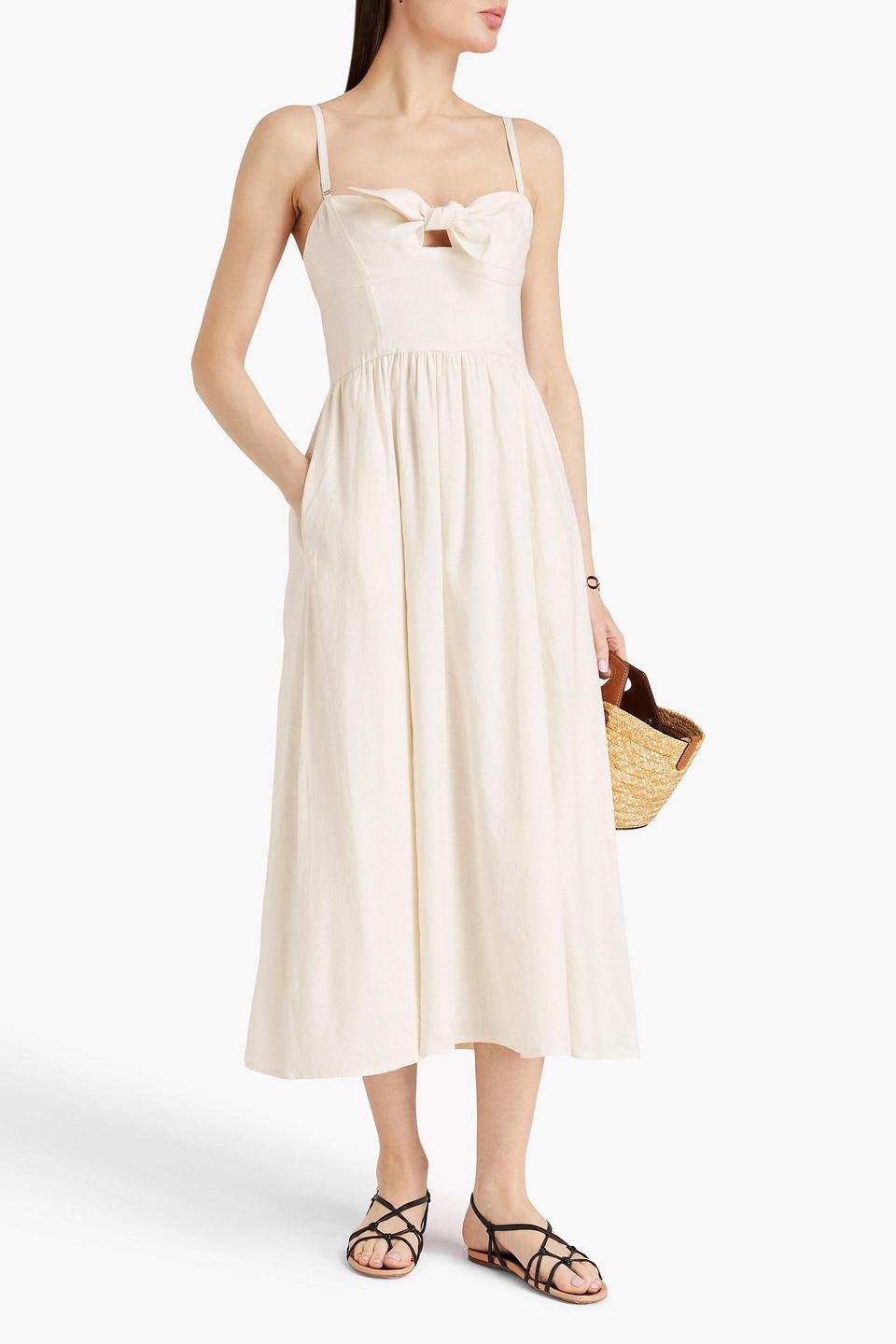 Aurora knotted linen-blend midi dress