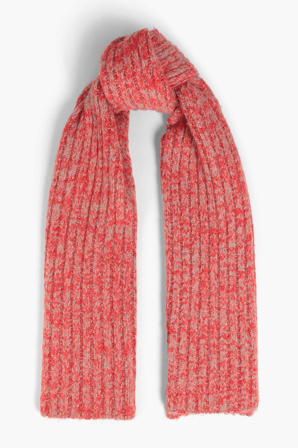 Mélange ribbed-knit scarf