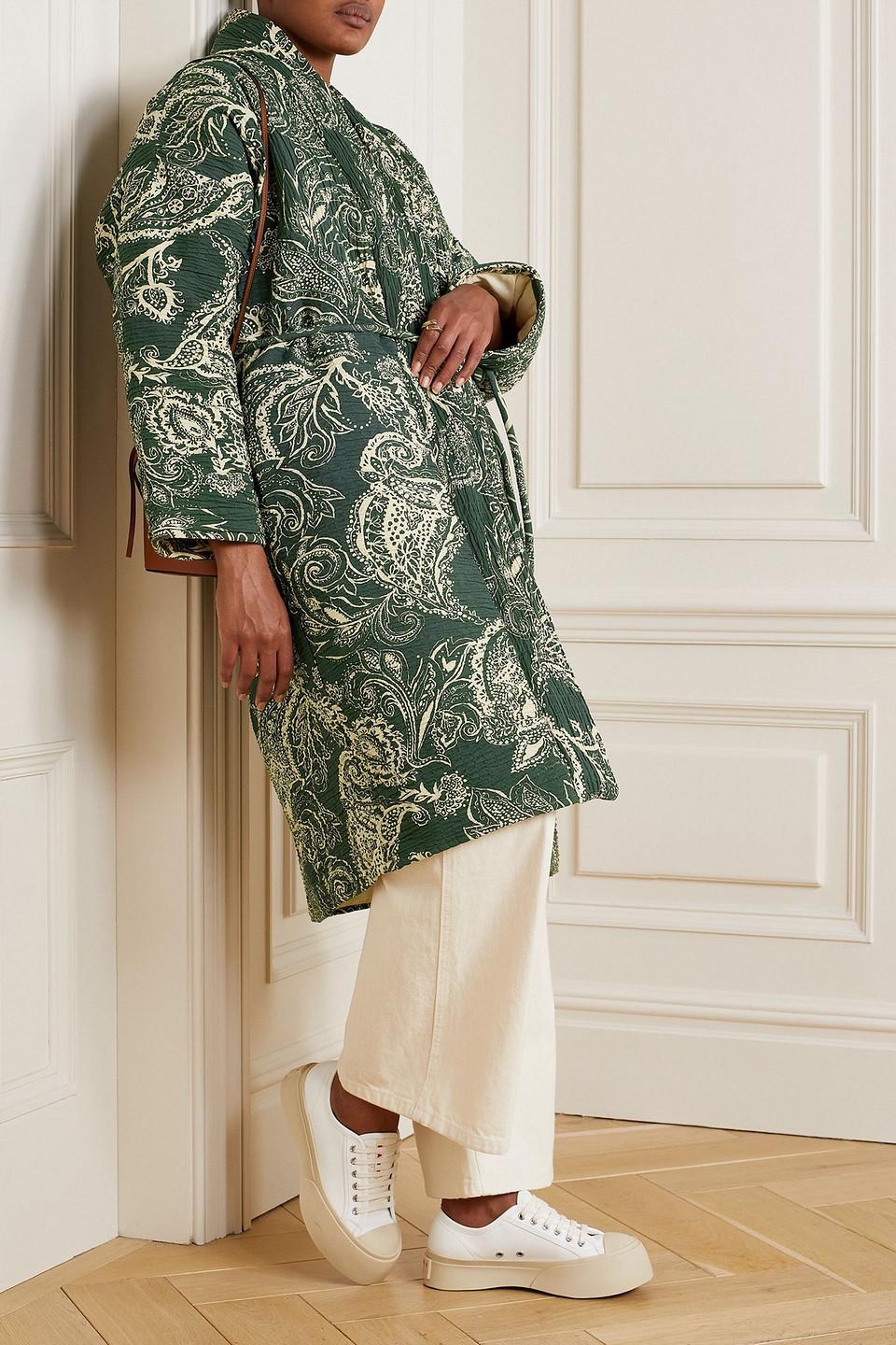 Kathya oversized belted paisley-print cotton-blend coat