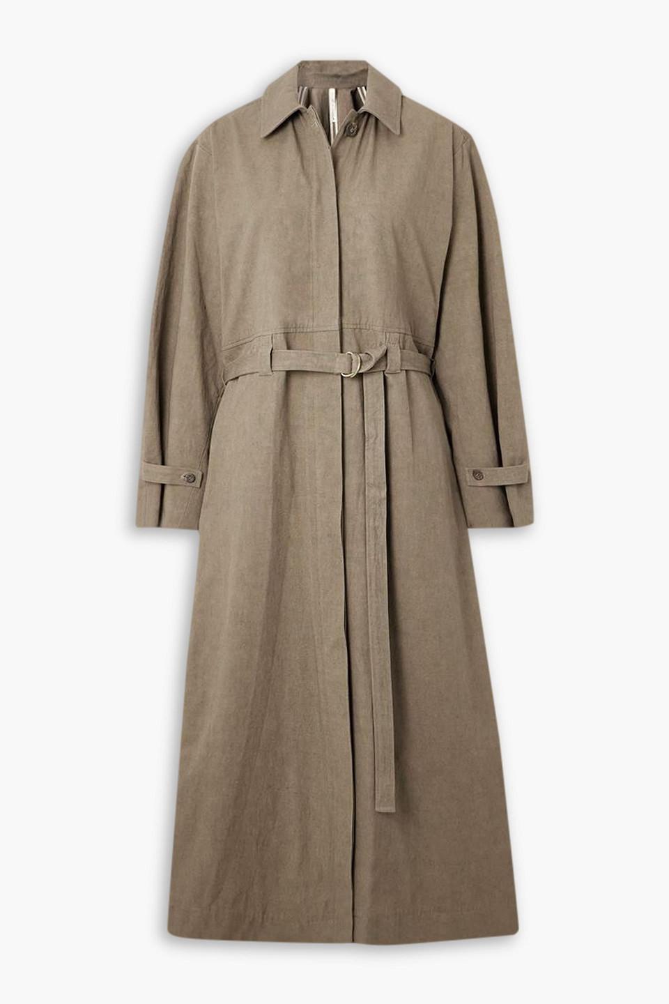 Belted cotton and linen-blend trench coat