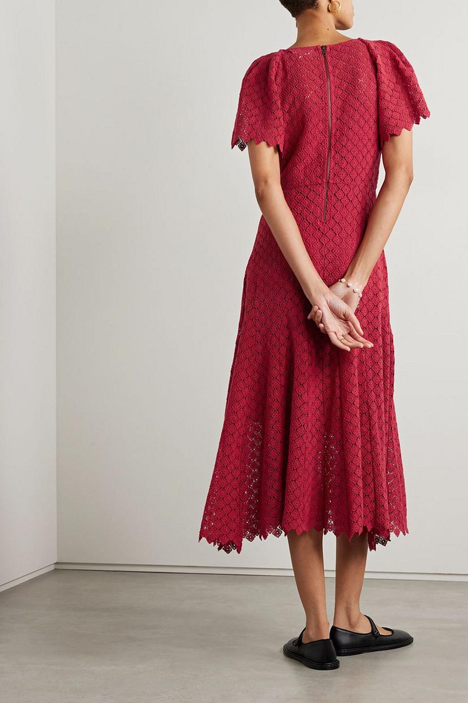 The Harmony cotton-guipure lace midi dress