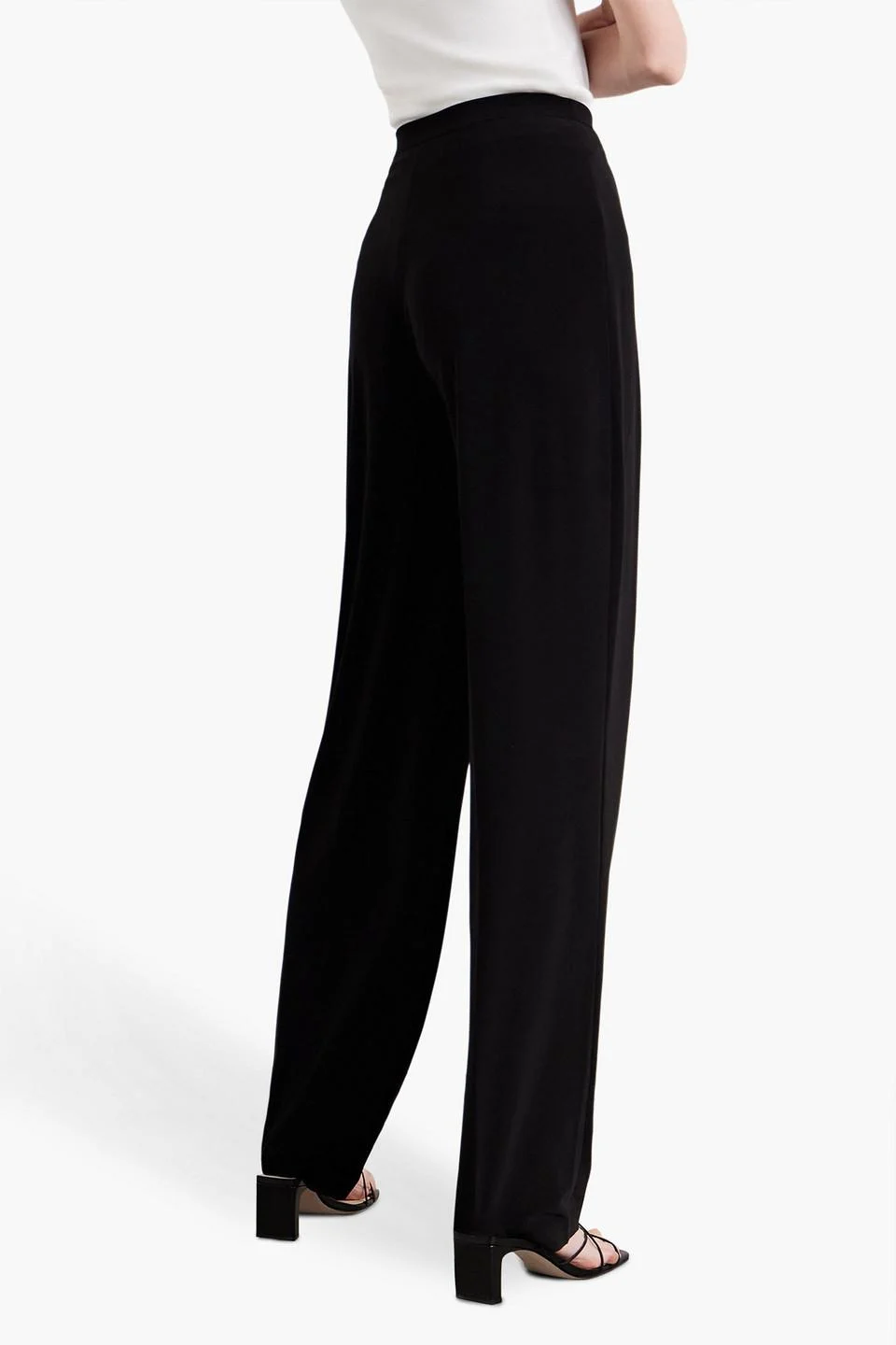 Pleated stretch-jersey straight-leg pants