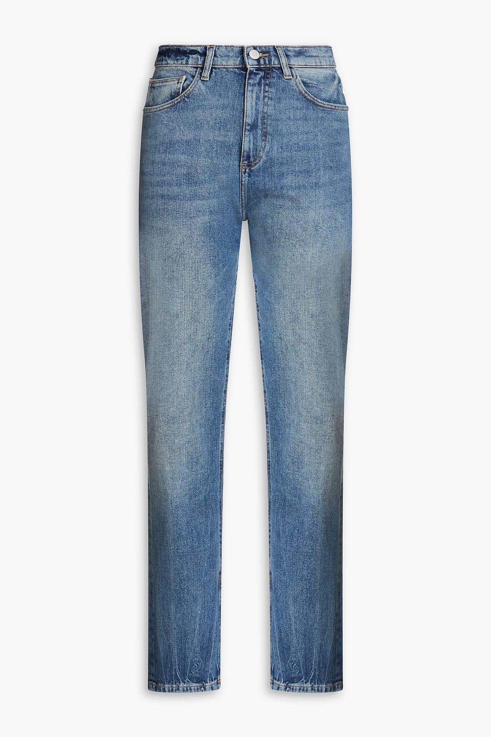 Emilie faded high-rise straight-leg jeans