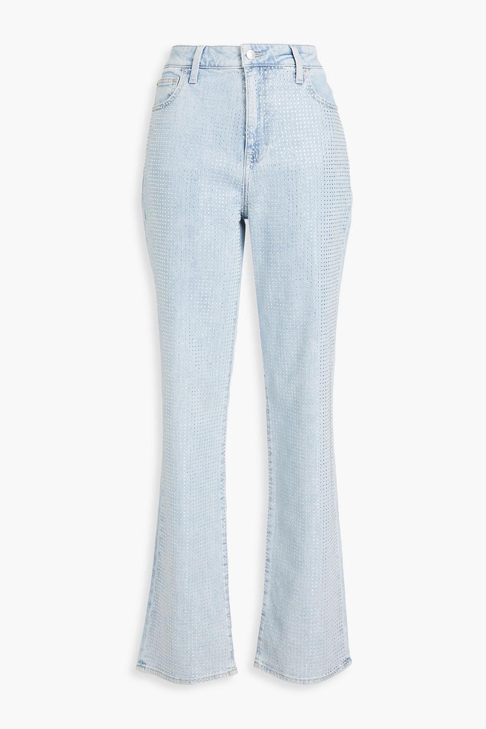 Liam crystal-embellished high-rise straight-leg jeans