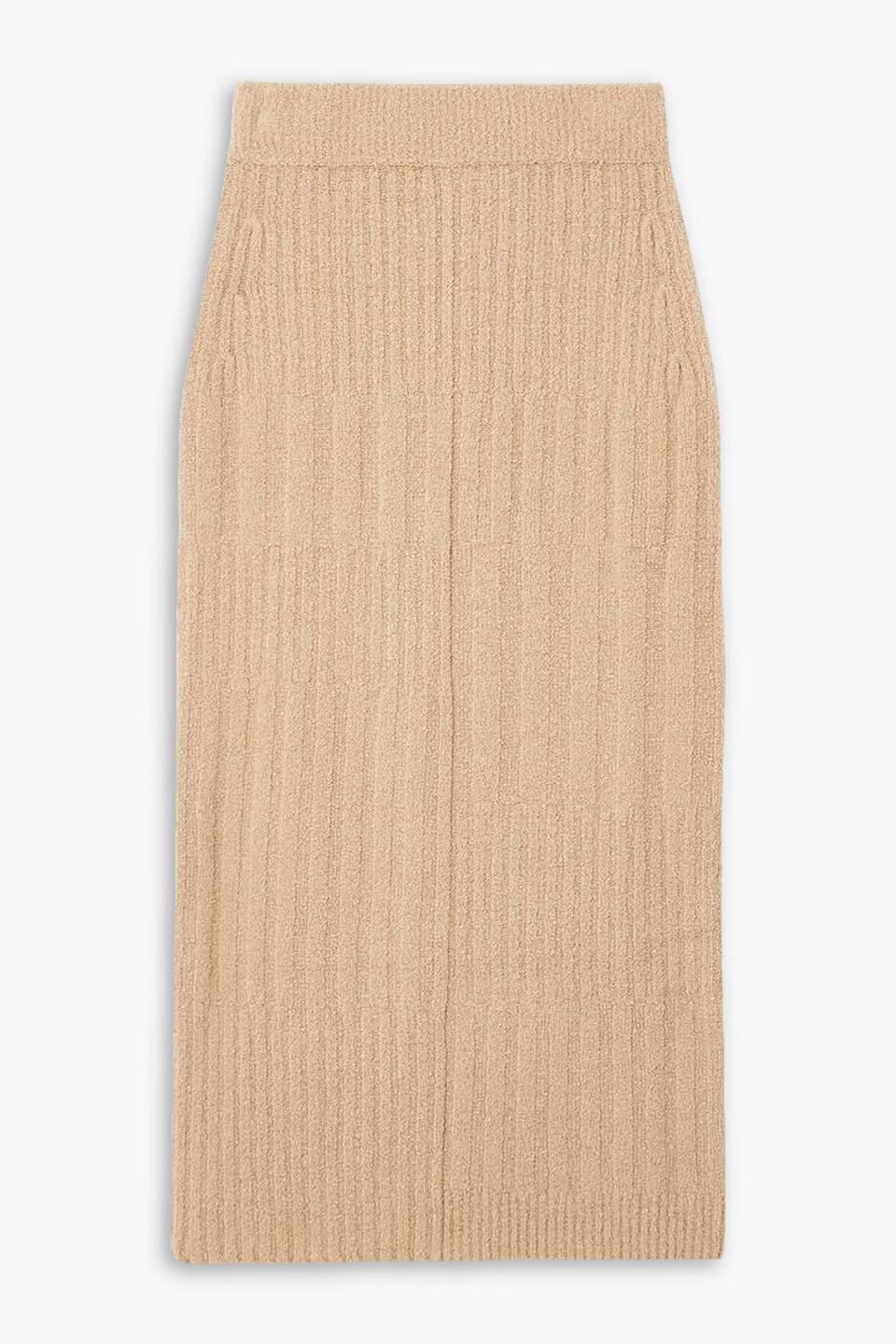 Collage ribbed Pima cotton-blend bouclé midi skirt