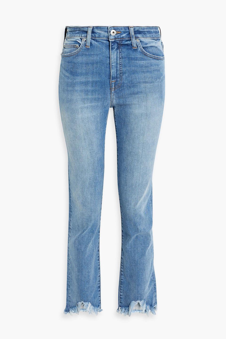 River frayed mid-rise straight-leg jeans