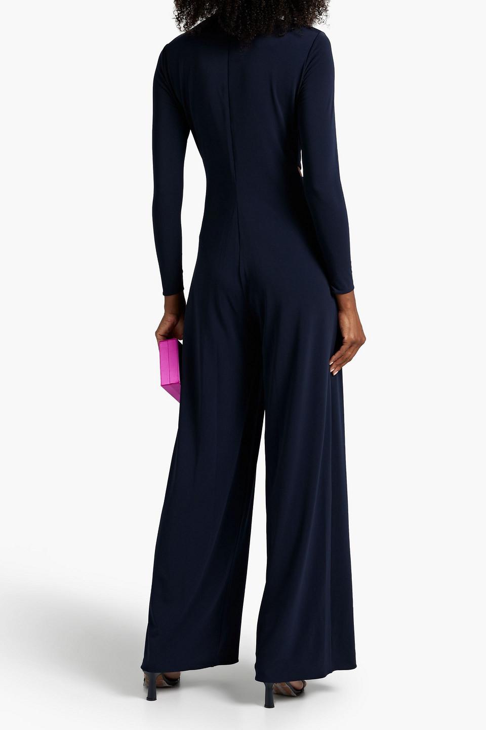 Kathryn twist-front cutout jersey wide-leg jumpsuit