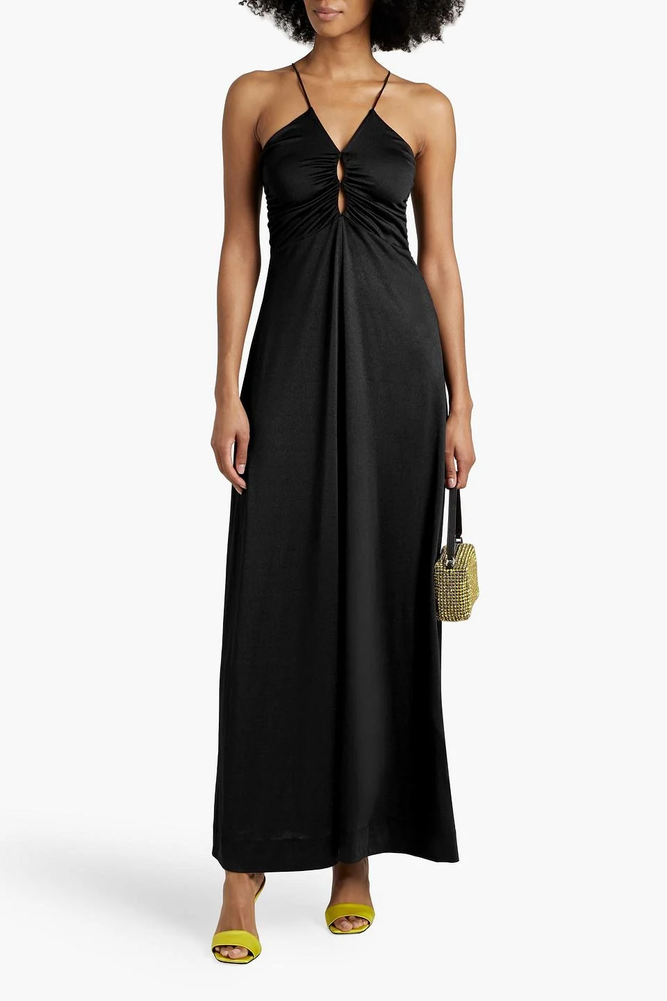 Ruched cutout crepe maxi dress