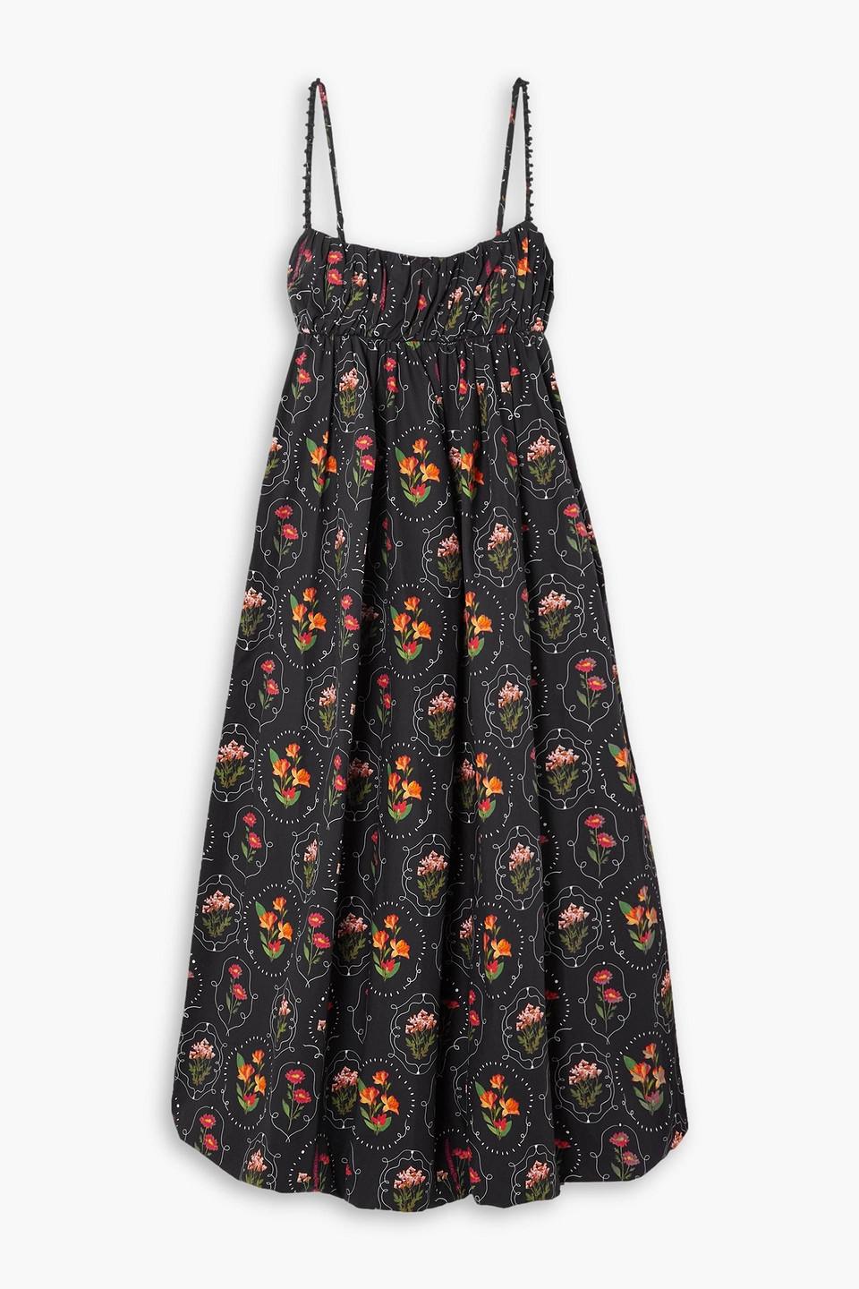 Limonaria Oasis open-back floral-print cotton-poplin midi dress