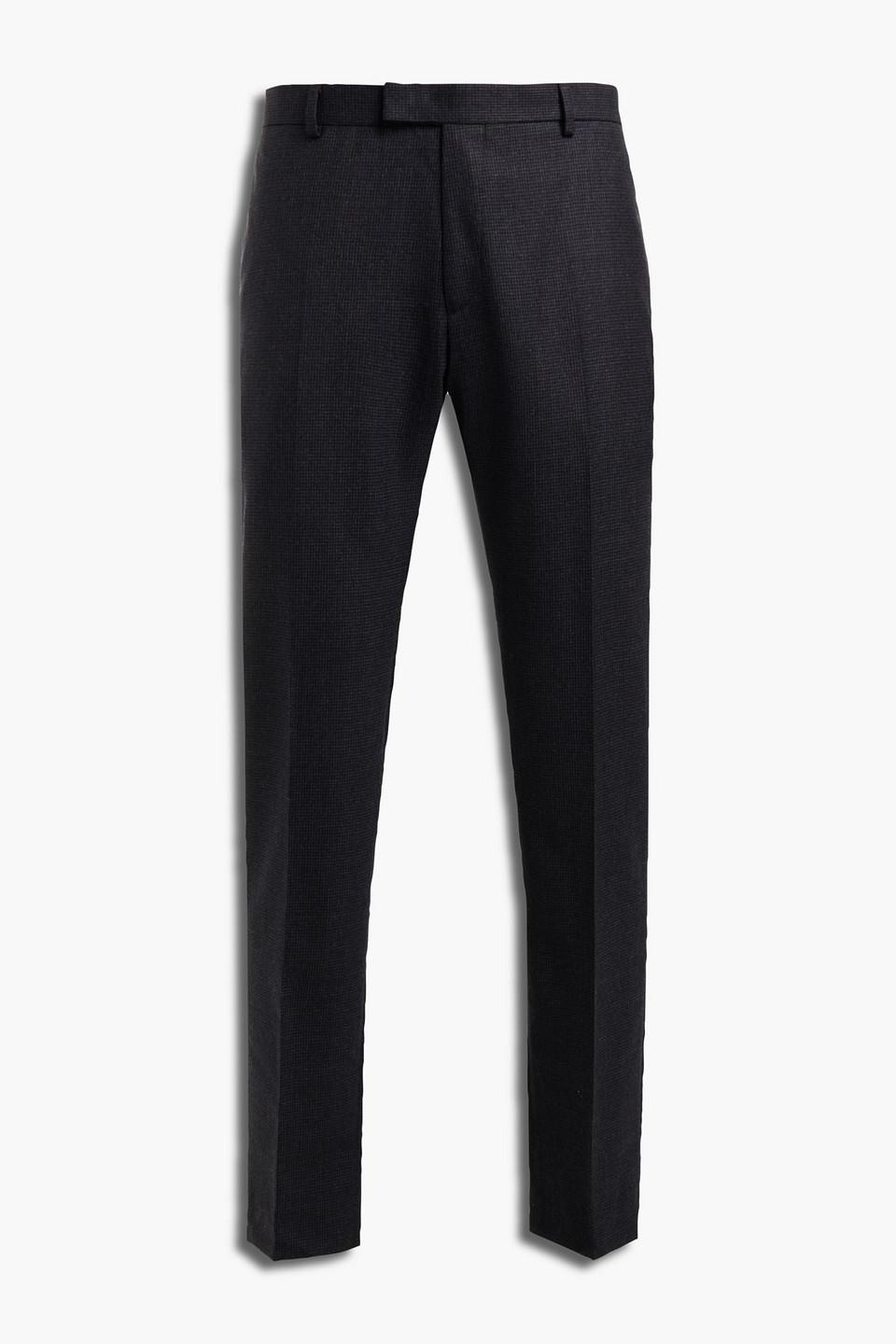 Slim-fit houndstooth wool-twill suit pants