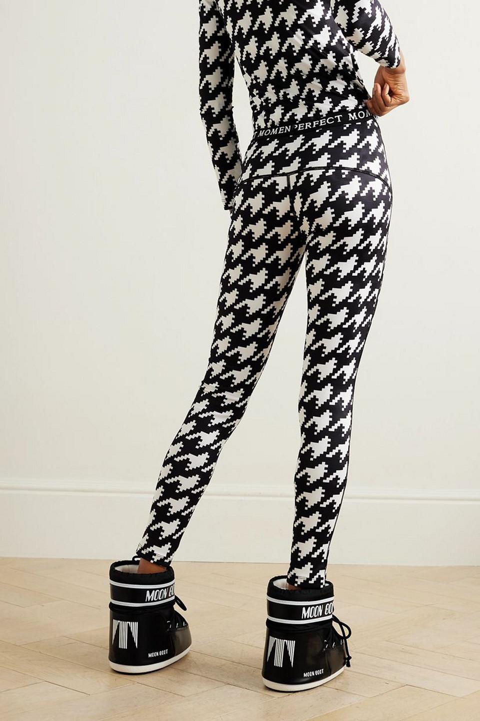 Thermal houndstooth knitted leggings