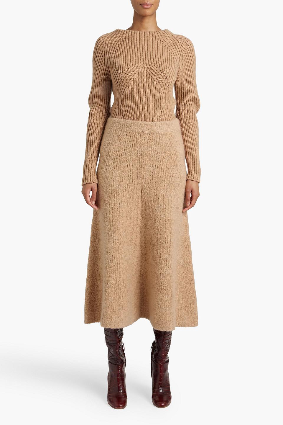 Pablo cashmere and silk-blend bouclé midi skirt