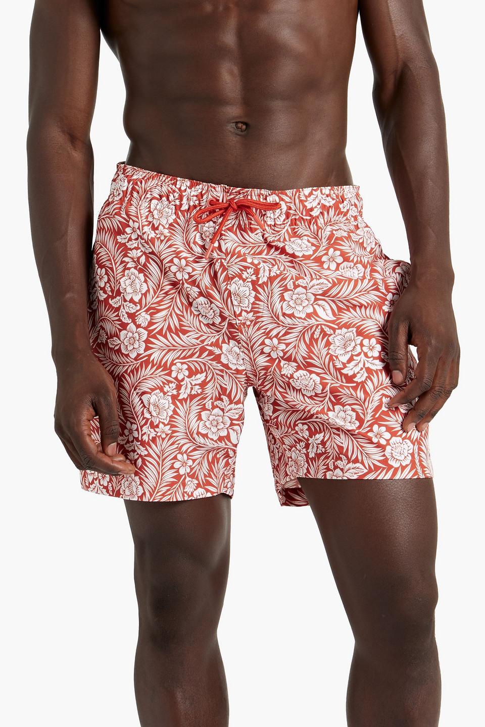 Printed mid-length swim shorts