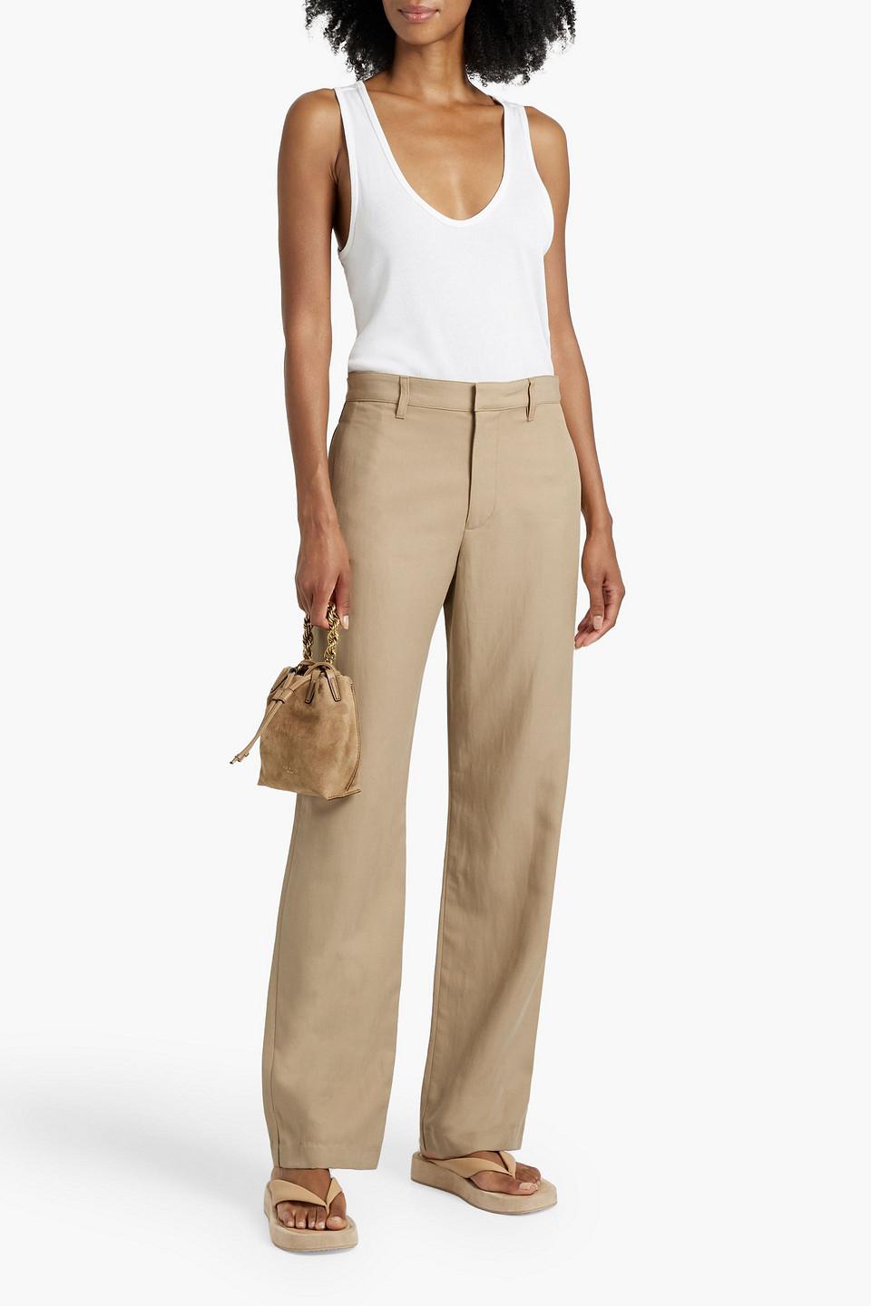 TENCEL™, linen and cotton-blend twill straight-leg pants