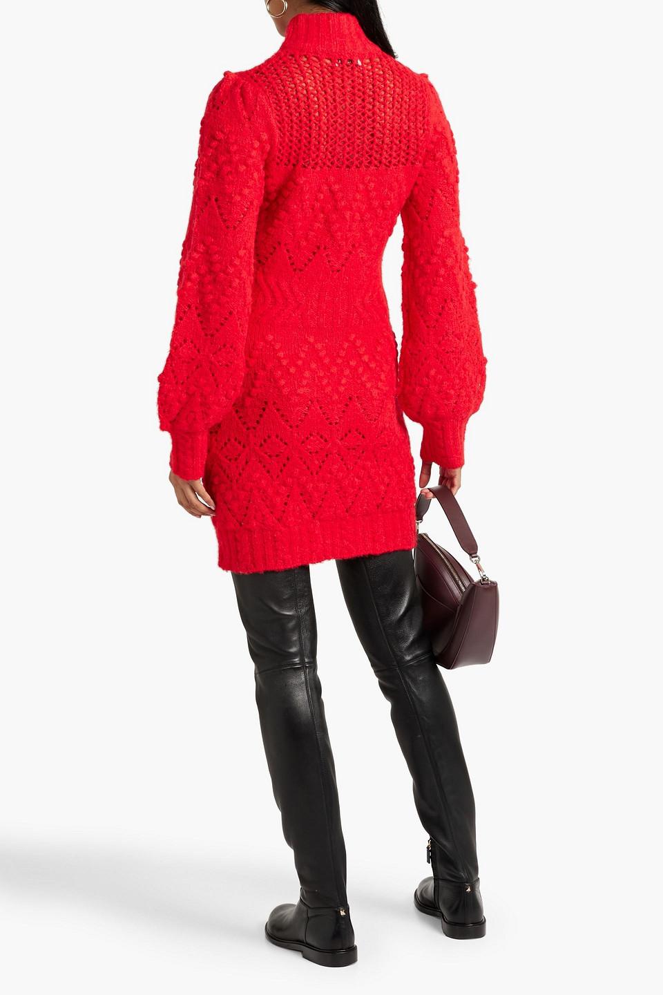 Tinna pointelle-knit turtleneck mini dress