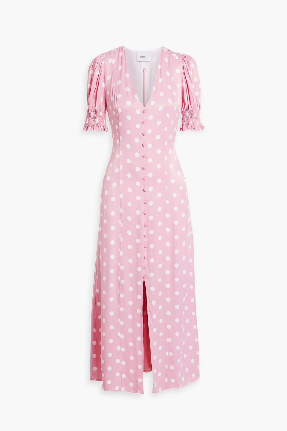 Bella polka-dot charmeuse maxi dress