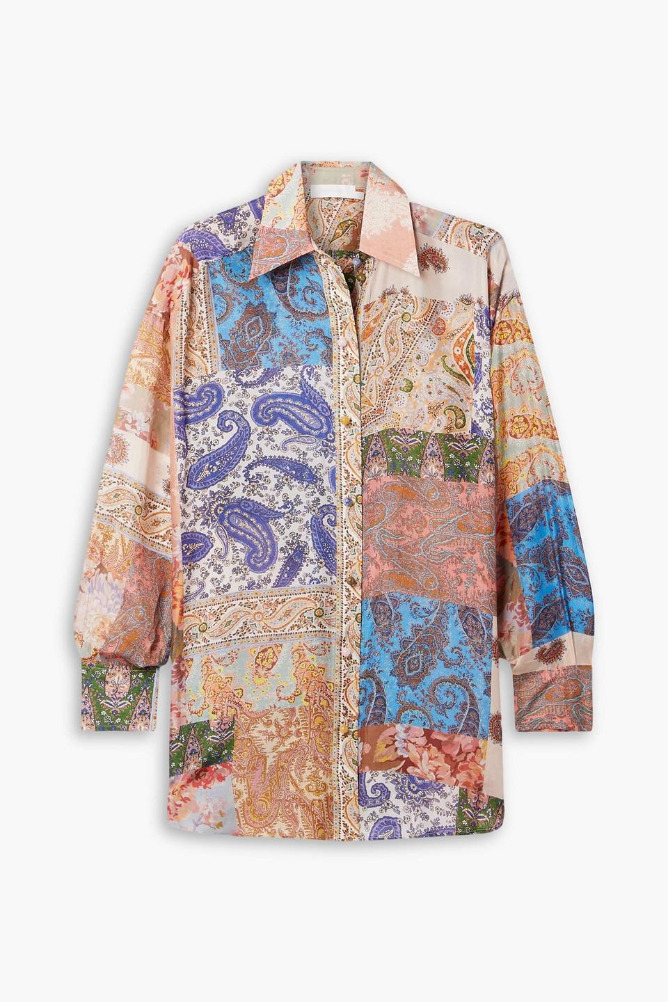 Davi patchwork paisley-print silk shirt