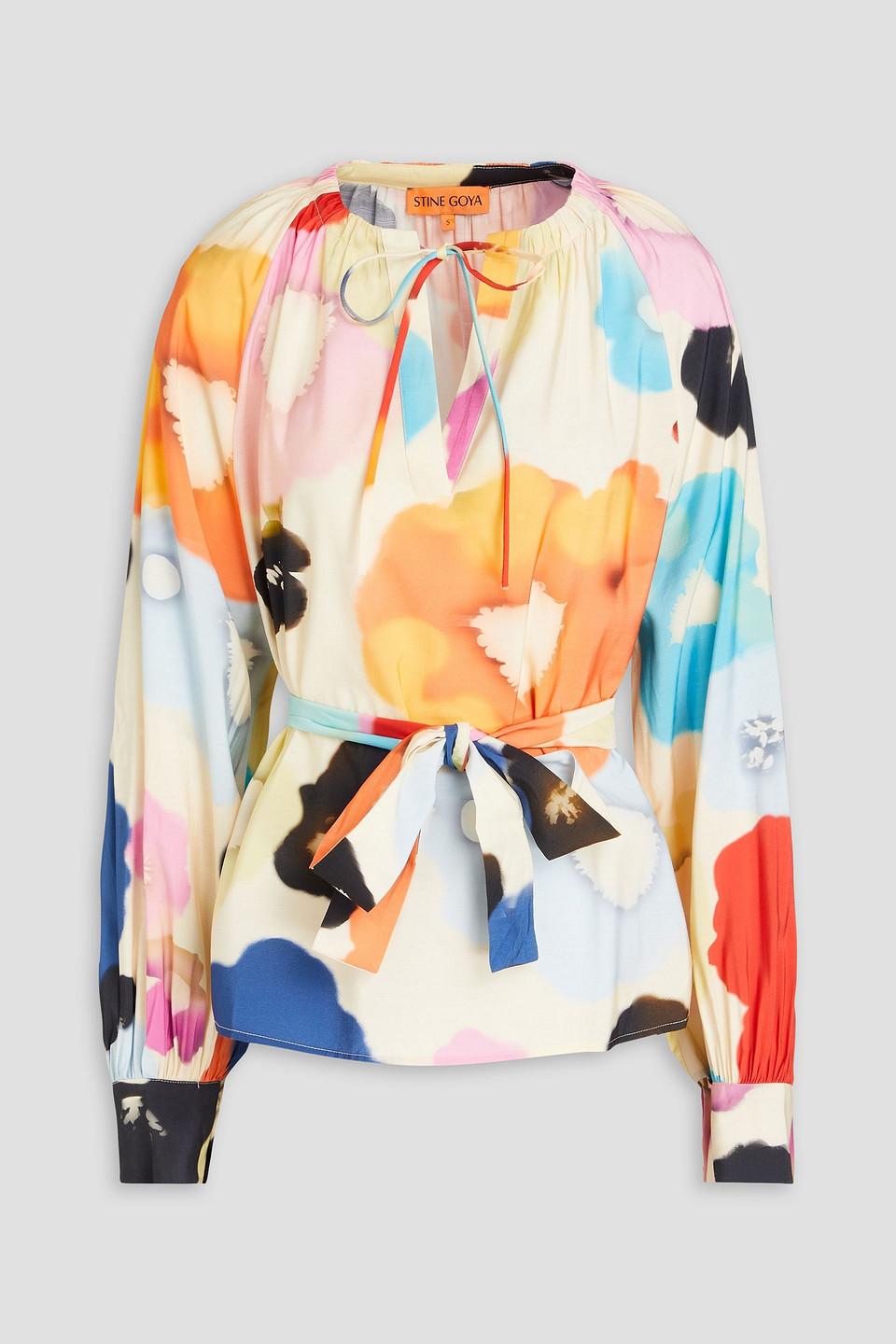 Vianna printed crepe de chine blouse