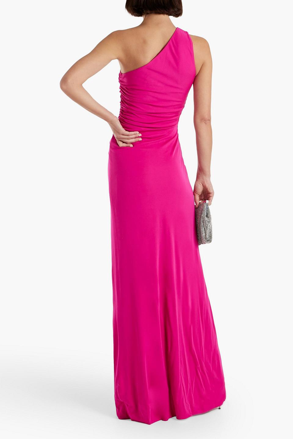 Mailia one-shoulder ruched jersey gown