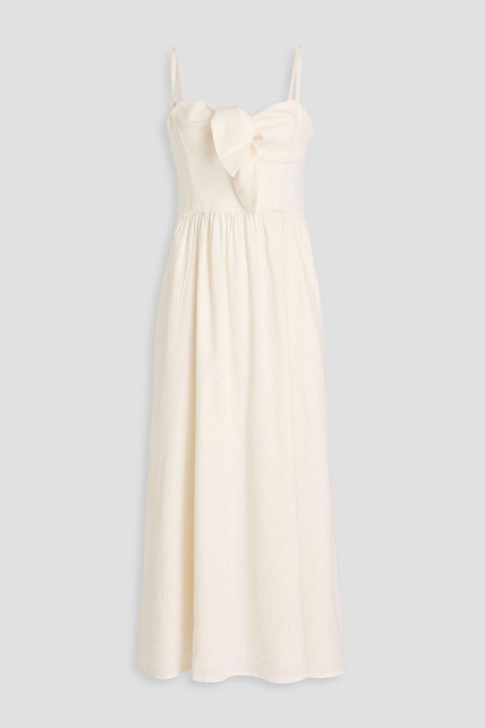 Aurora knotted linen-blend midi dress