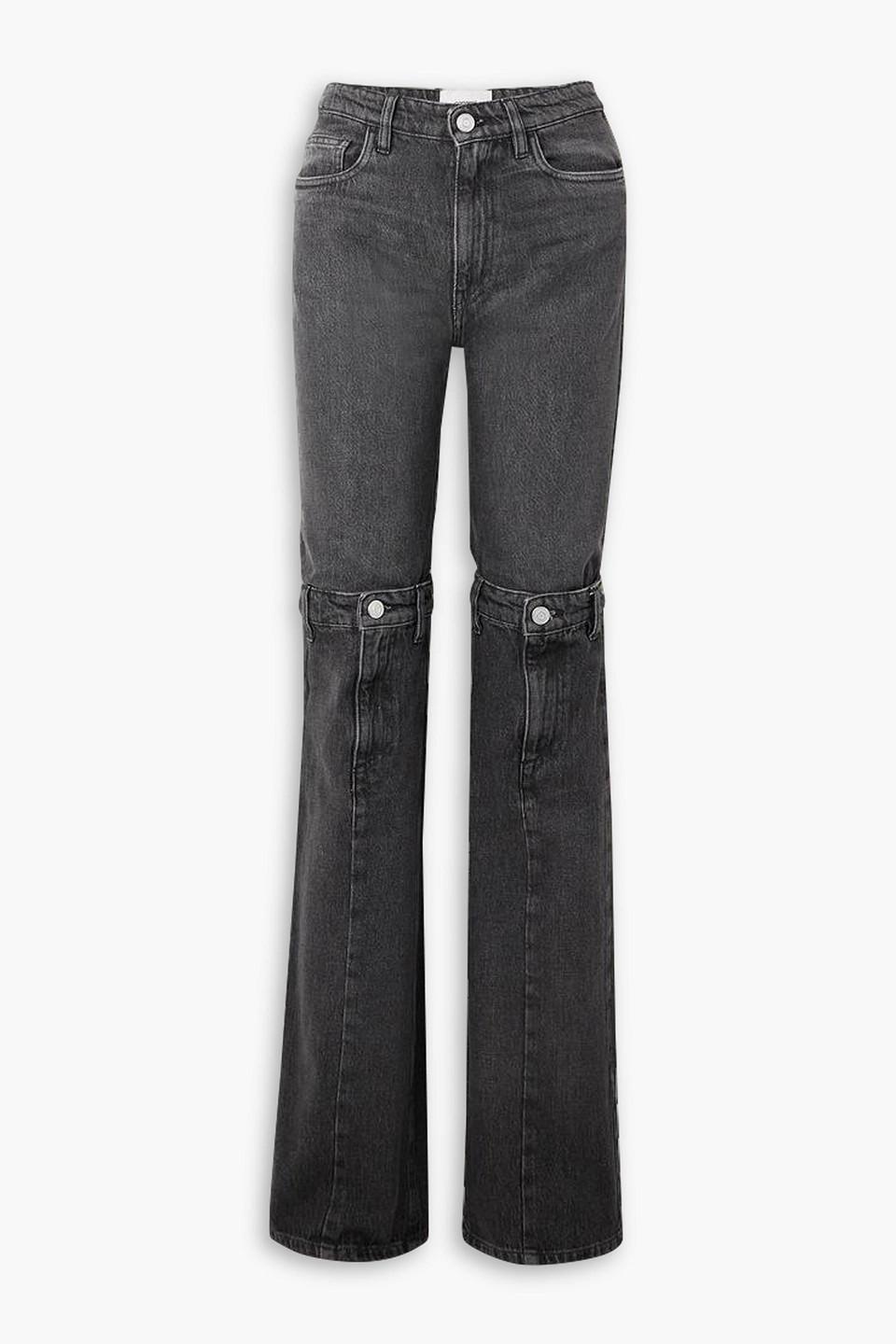 Paneled mid-rise straight-leg jeans