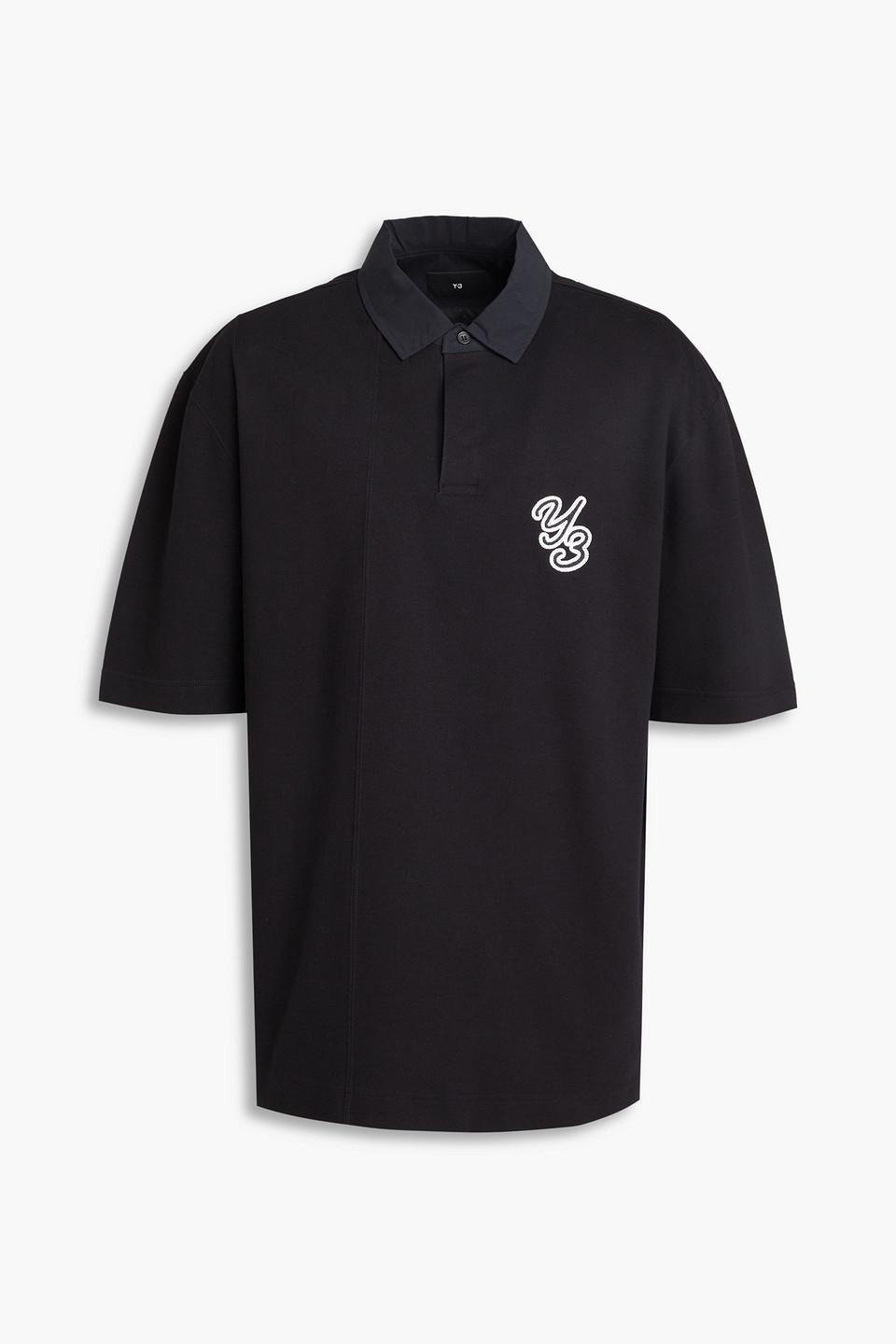 Oversized embroidered cotton-piqué polo shirt