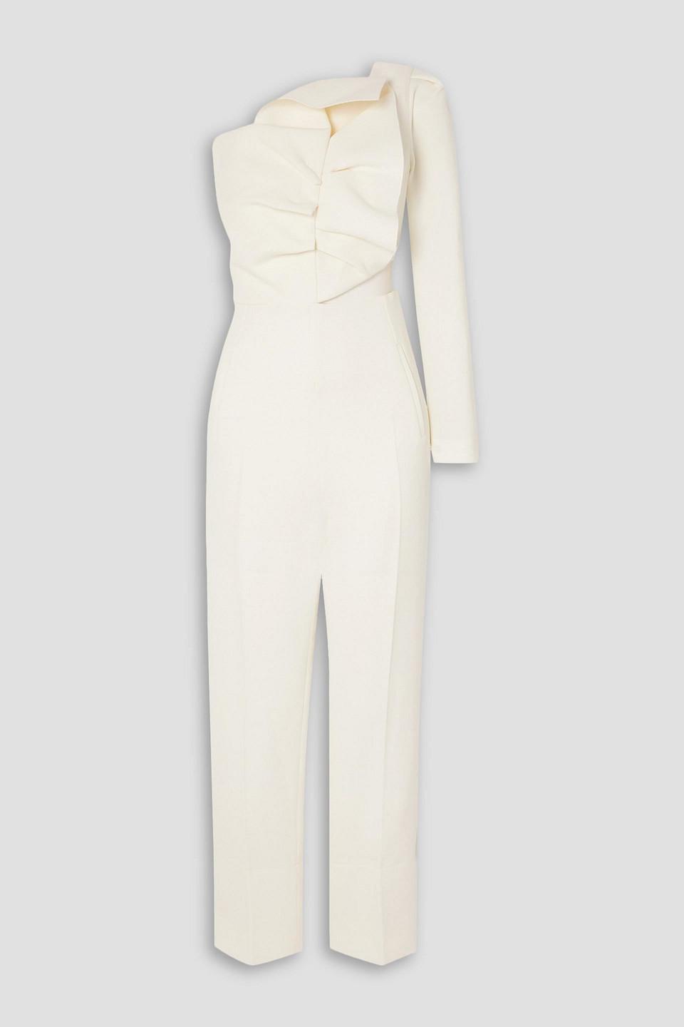 Frenso one-sleeve bow-detailed wool-crepe jumpsuit