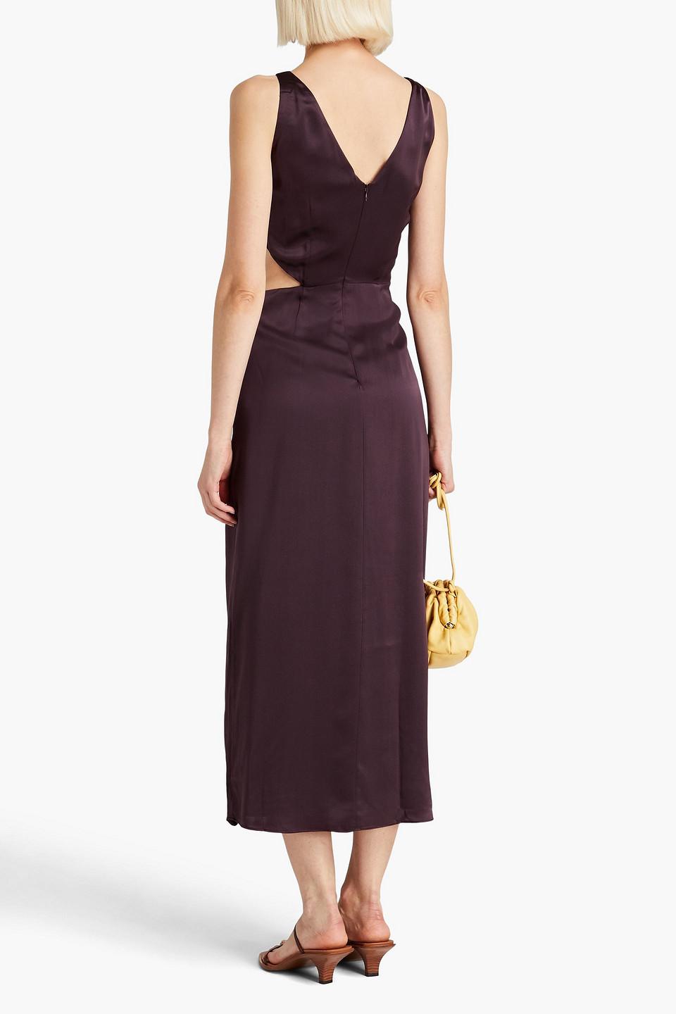 Josephine twist-front cutout silk-satin crepe midi dress