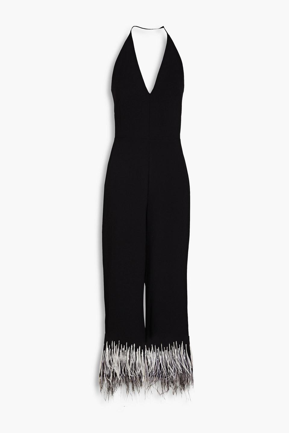 Kaitlyn embellished crepe halterneck jumpsuit