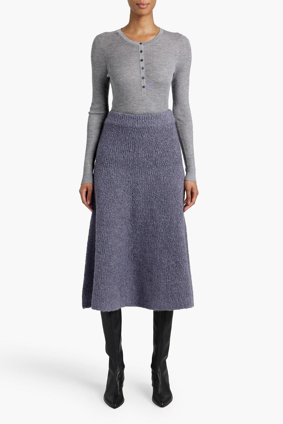 Pablo cashmere and silk-blend bouclé midi skirt