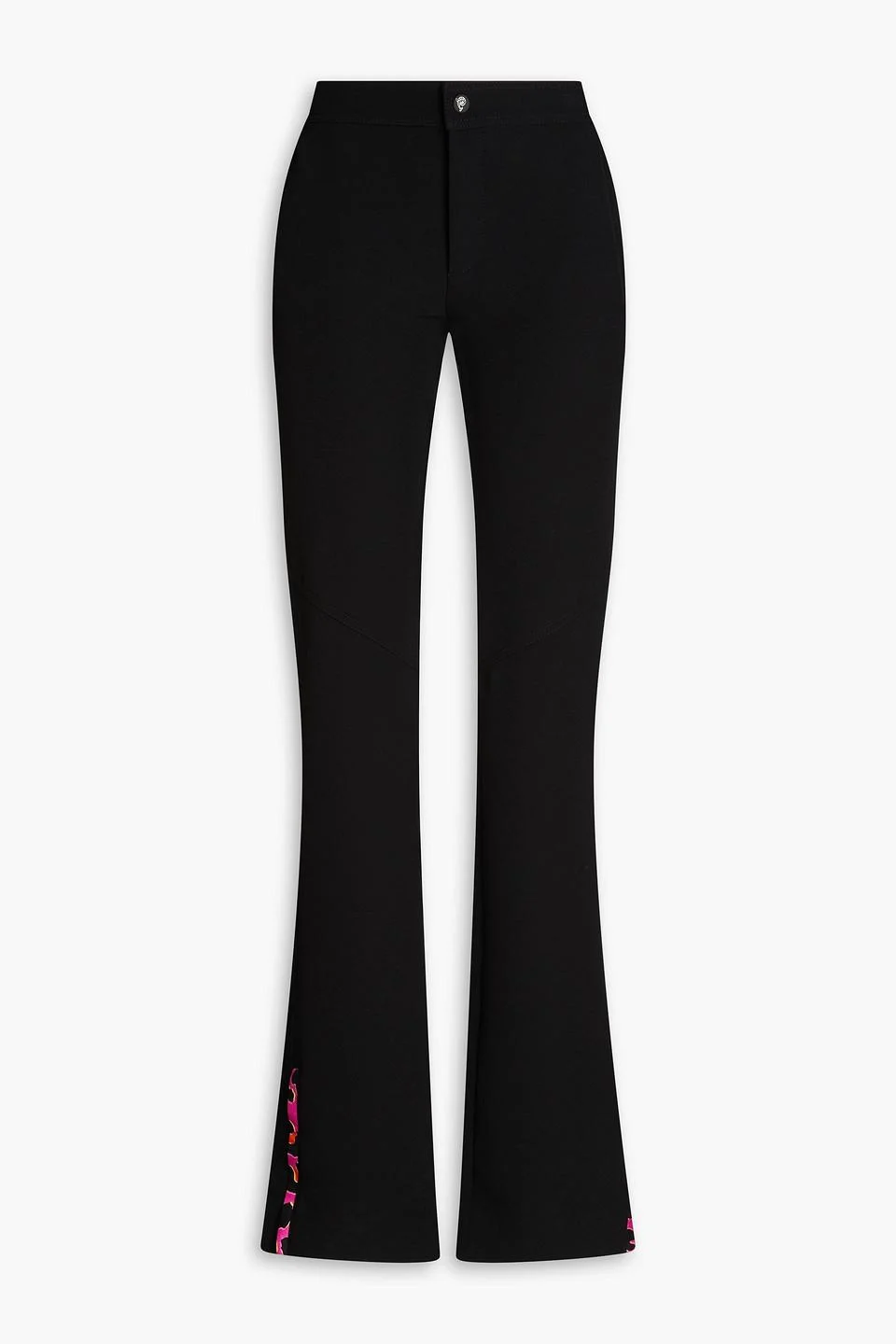 Twill-trimmed stretch-crepe flared pants