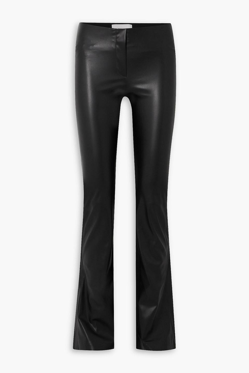 Paneled faux leather and jersey flared pants