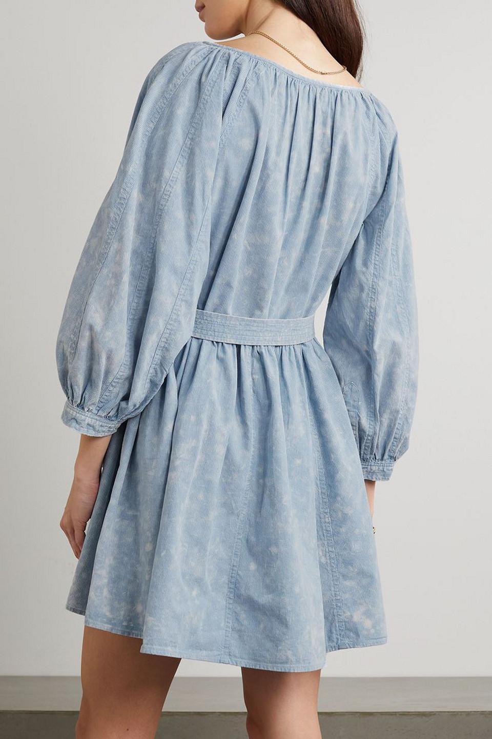 The Coast Walk striped bleached cotton-chambray mini dress