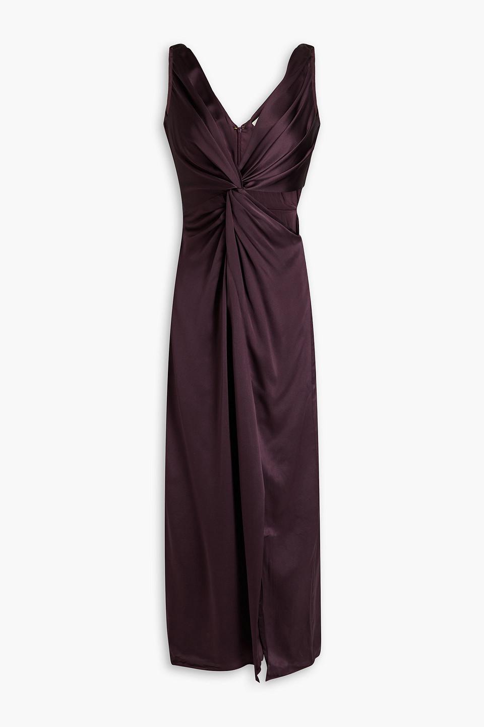 Josephine twist-front cutout silk-satin crepe midi dress