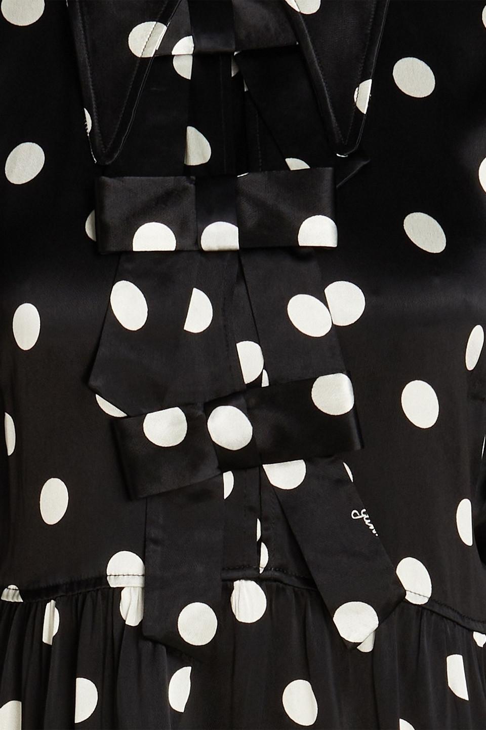 Gathered polka-dot satin-crepe mini dress