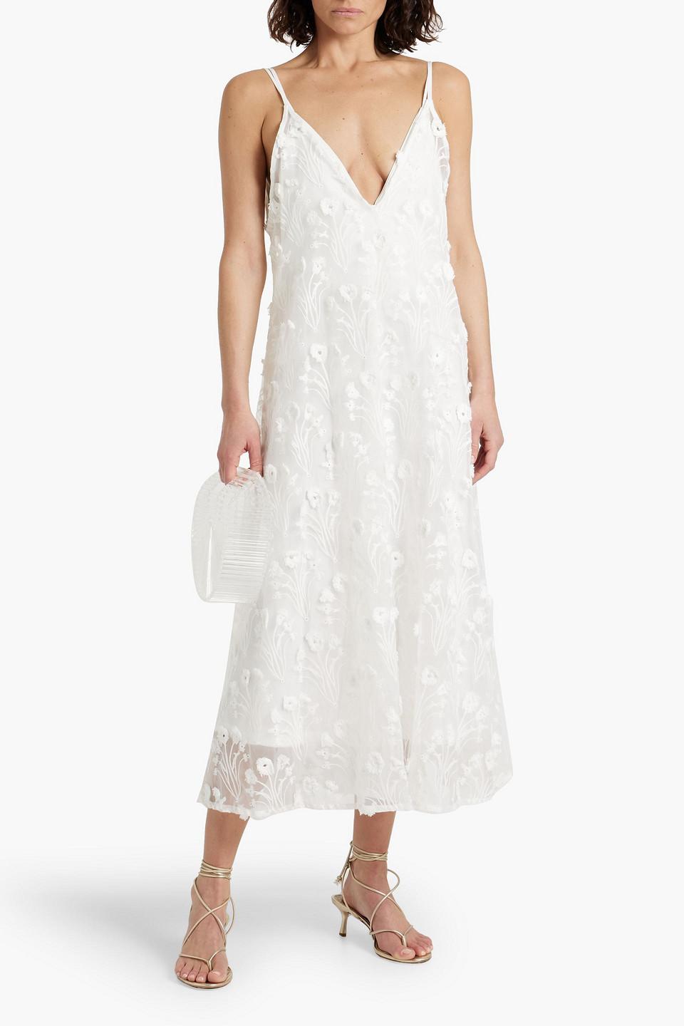 Hierbaluisa Diente De Leon Anecer embroidered organza midi slip dress