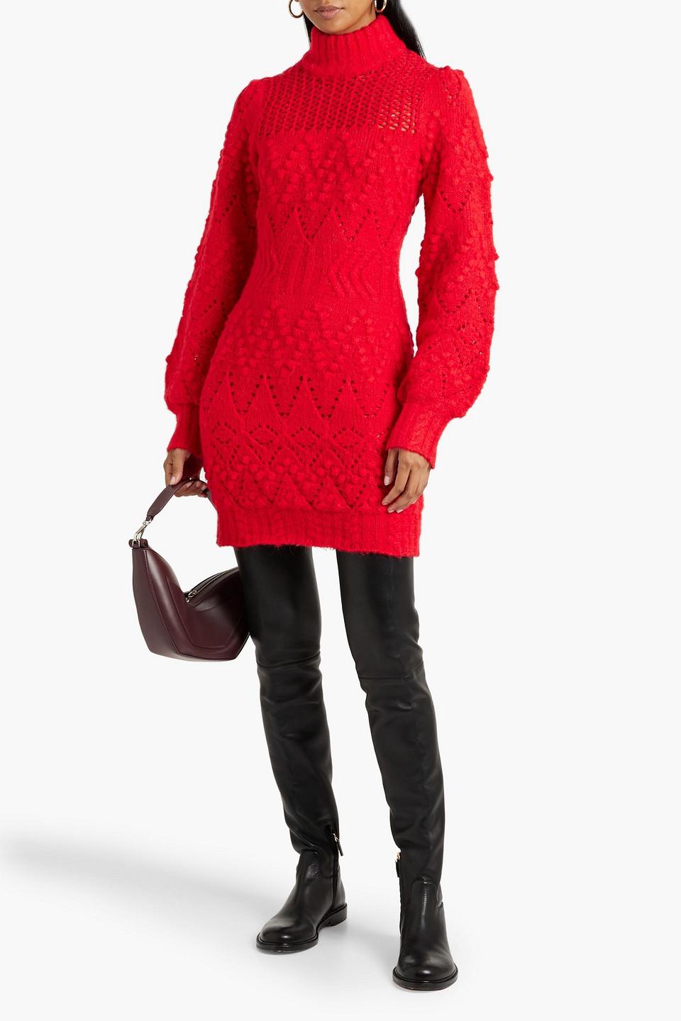 Tinna pointelle-knit turtleneck mini dress