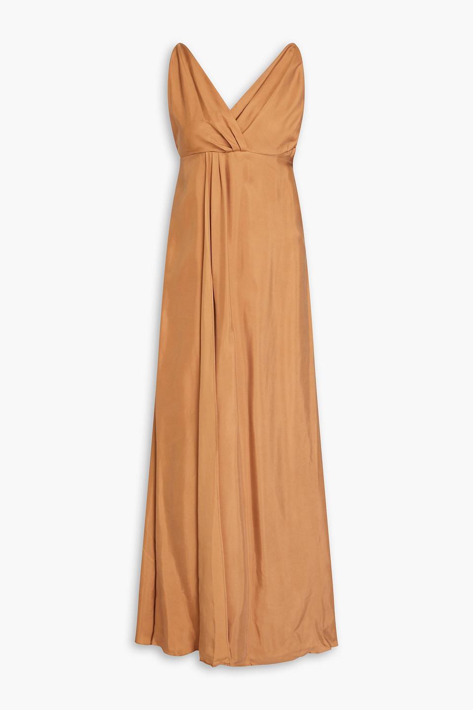 Rinna pleated cupro-blend twill maxi dress