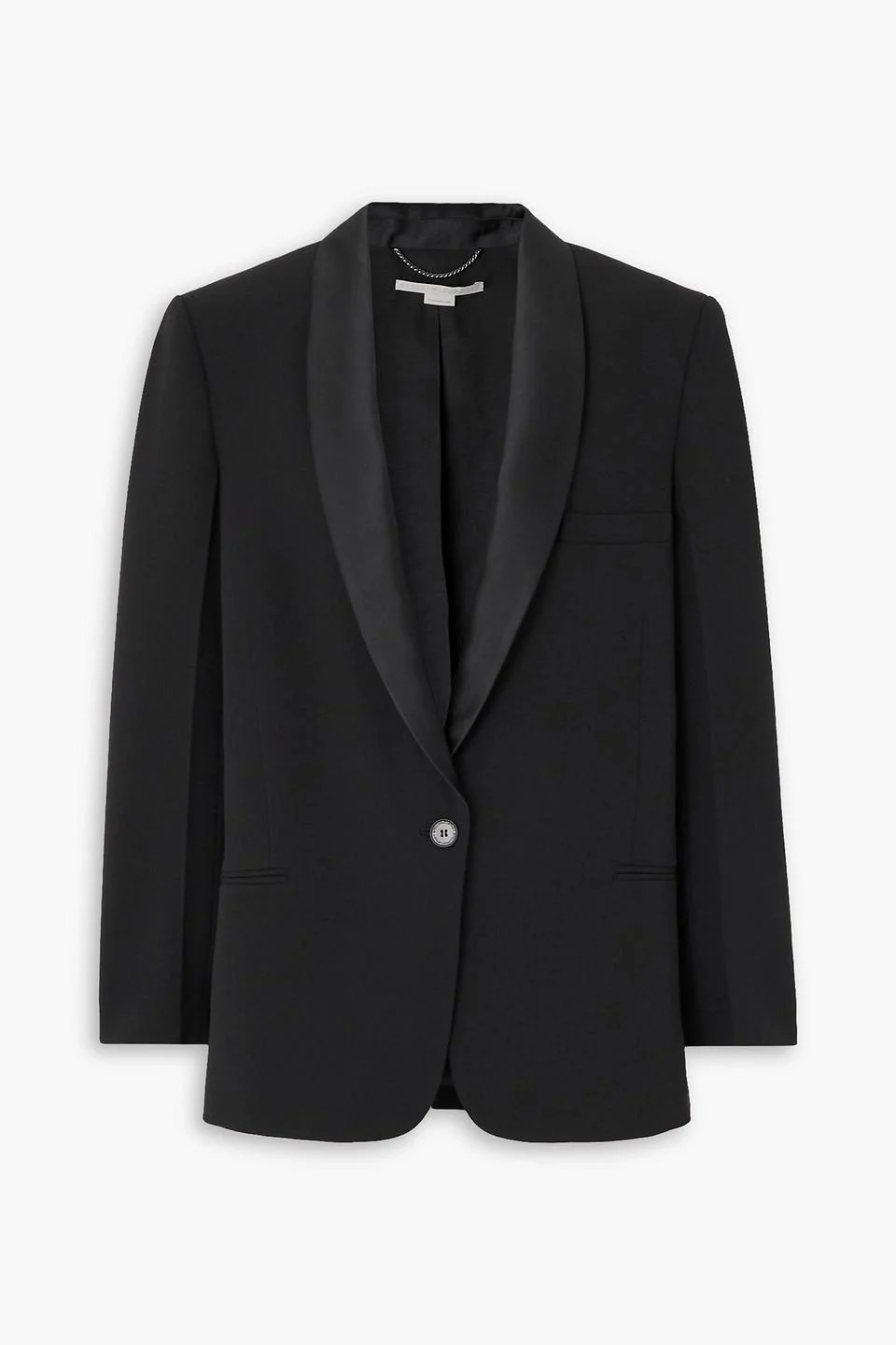 Satin-trimmed twill blazer