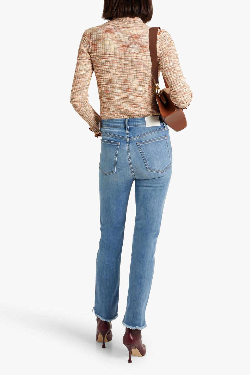 River frayed mid-rise straight-leg jeans