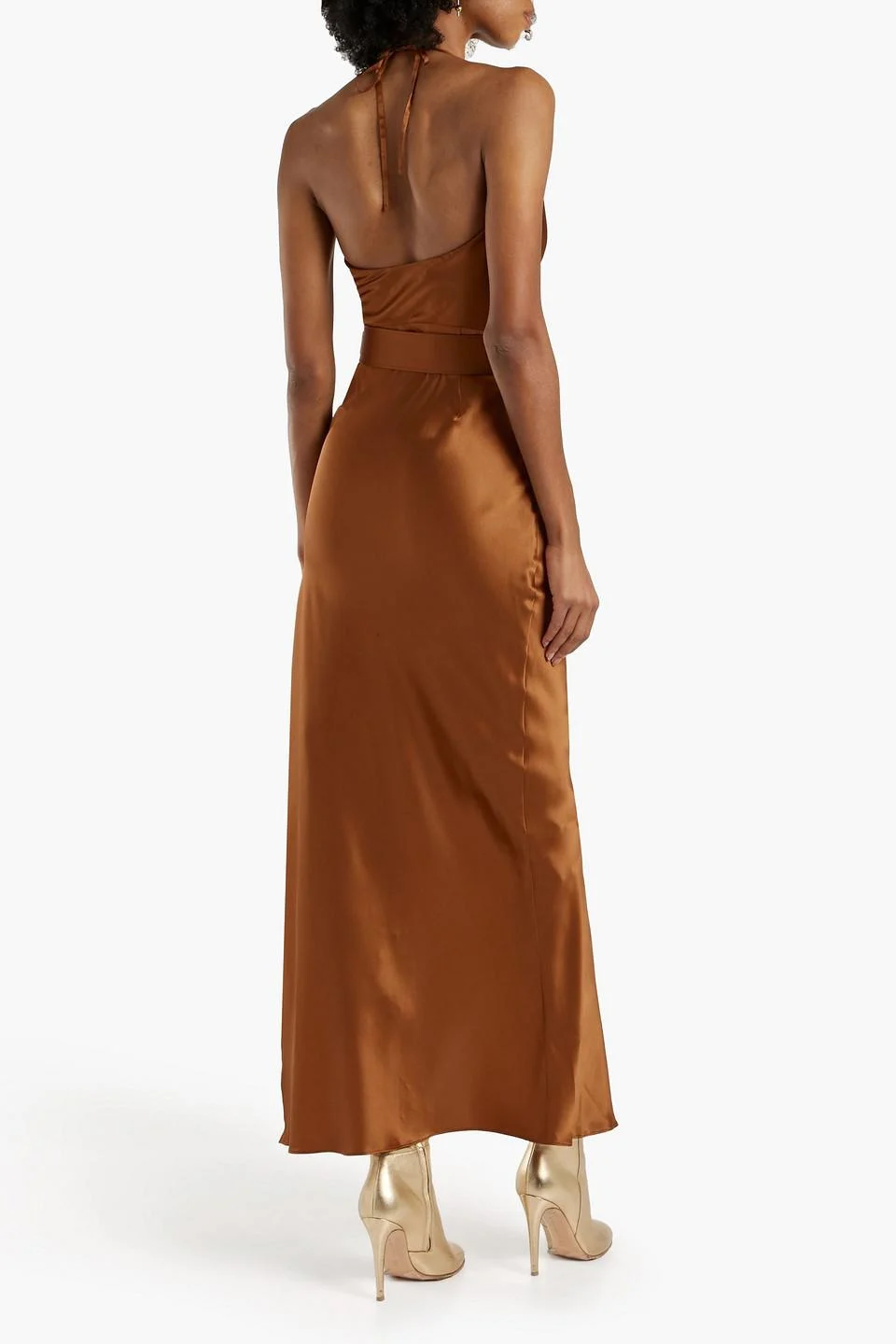 Lucinda draped floral-print silk-satin halterneck maxi dress