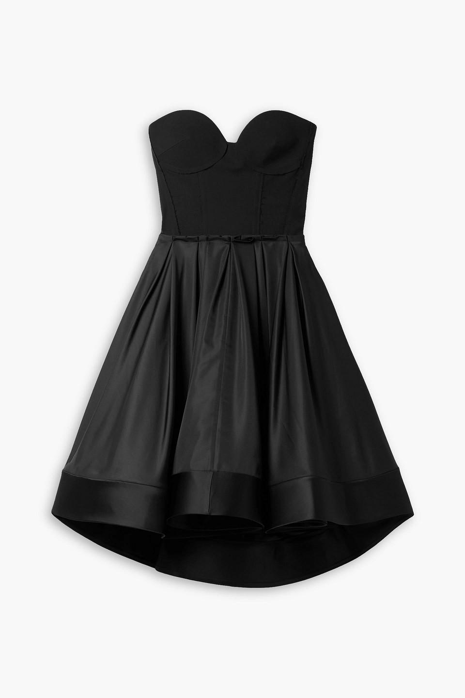 Strapless wool-blend jersey and taffeta dress