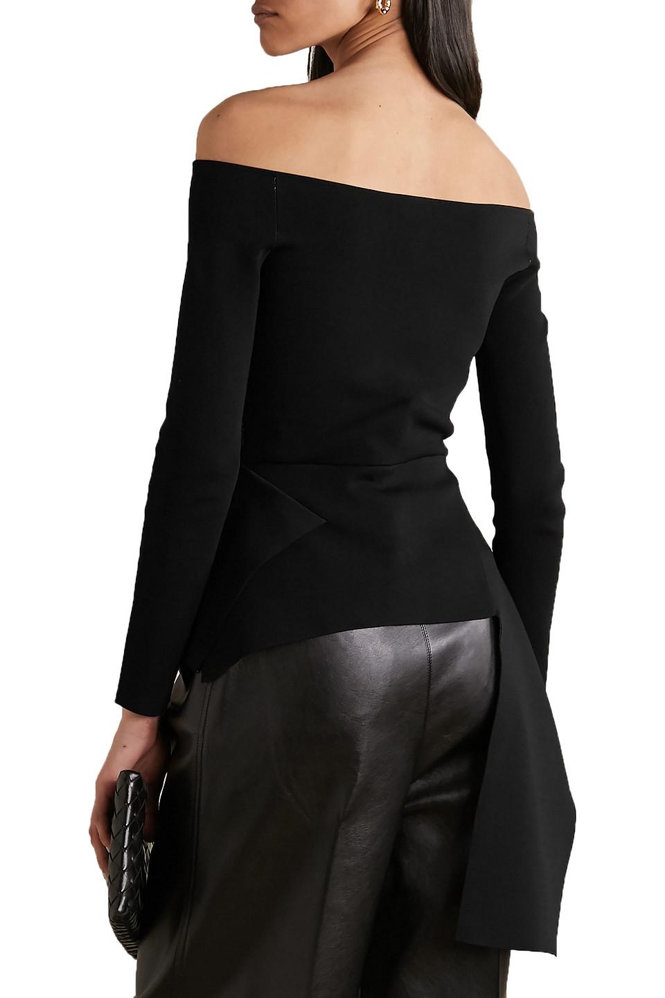 Affric off-the-shoulder draped stretch-knit jacket