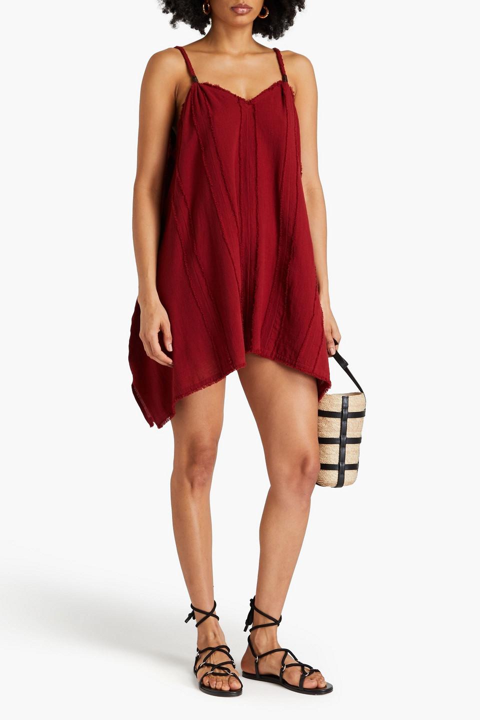 Chi frayed cotton-gauze mini dress