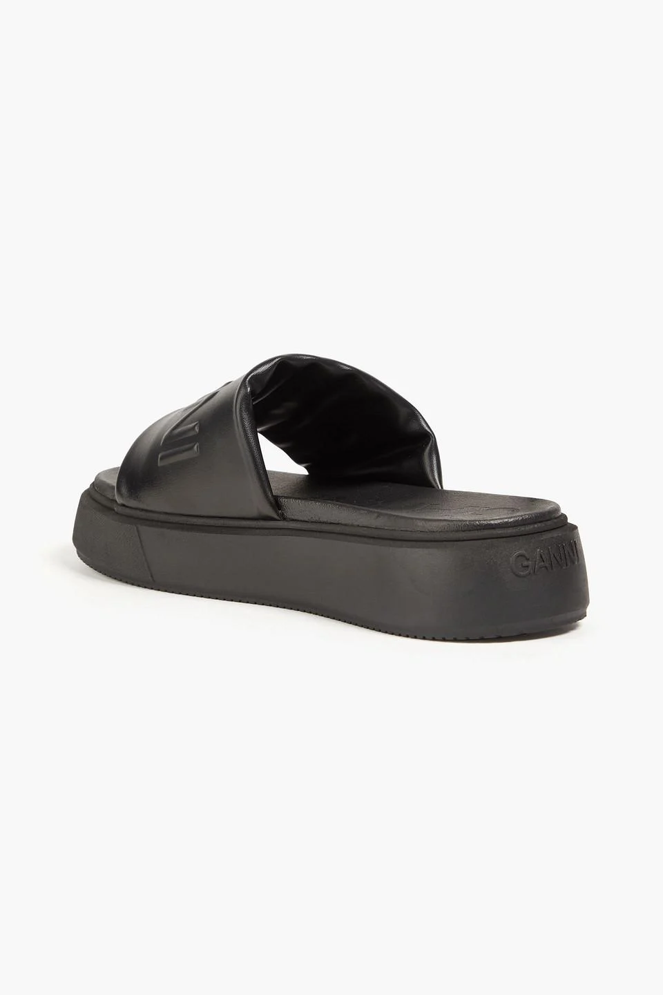 Embossed faux leather platform slides