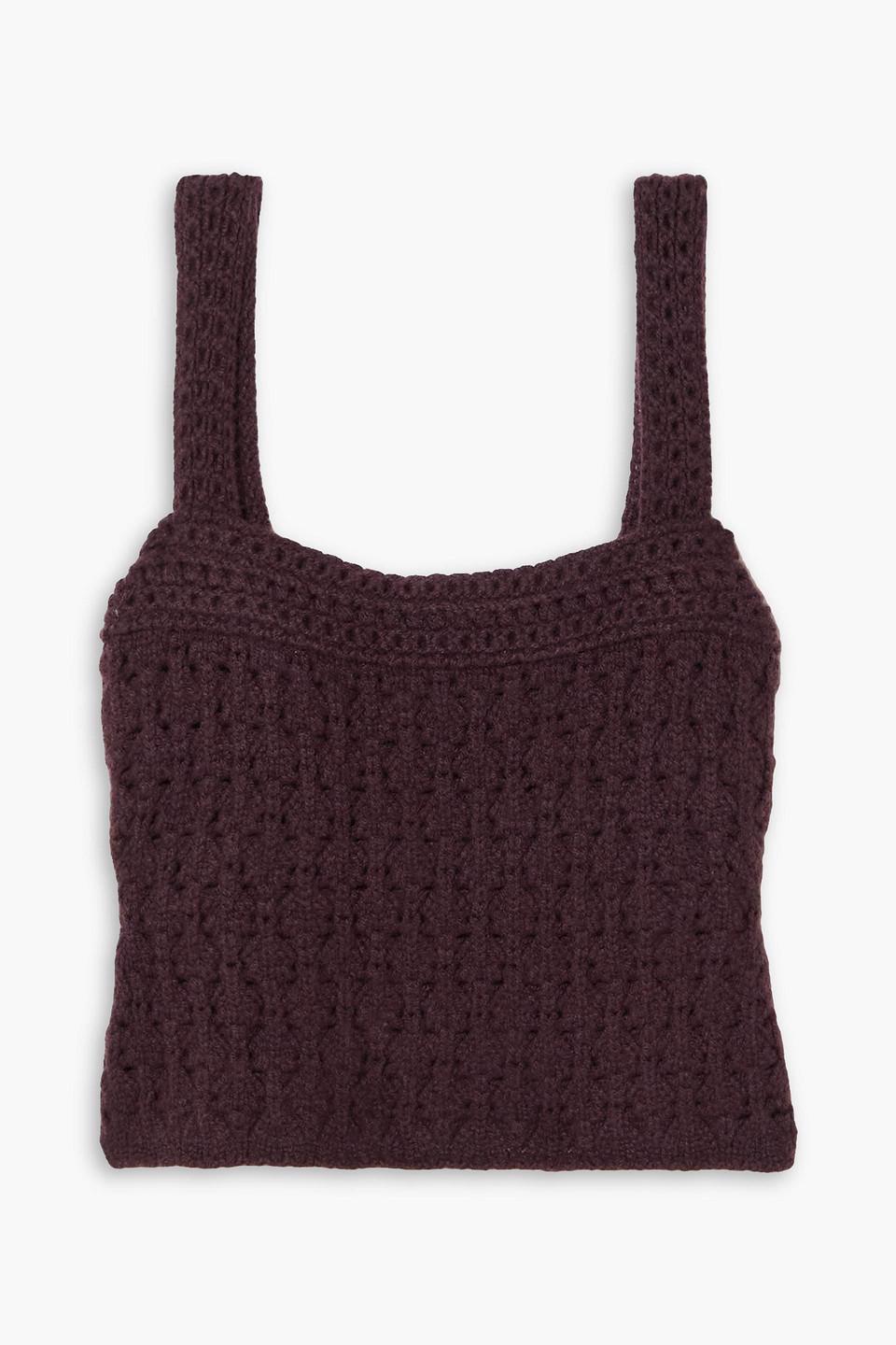 Cropped crochet-knit wool and cashmere-blend top